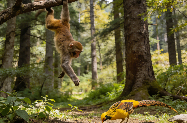 优威红外相机在桃源洞捕捉到珍稀雉猴身影  